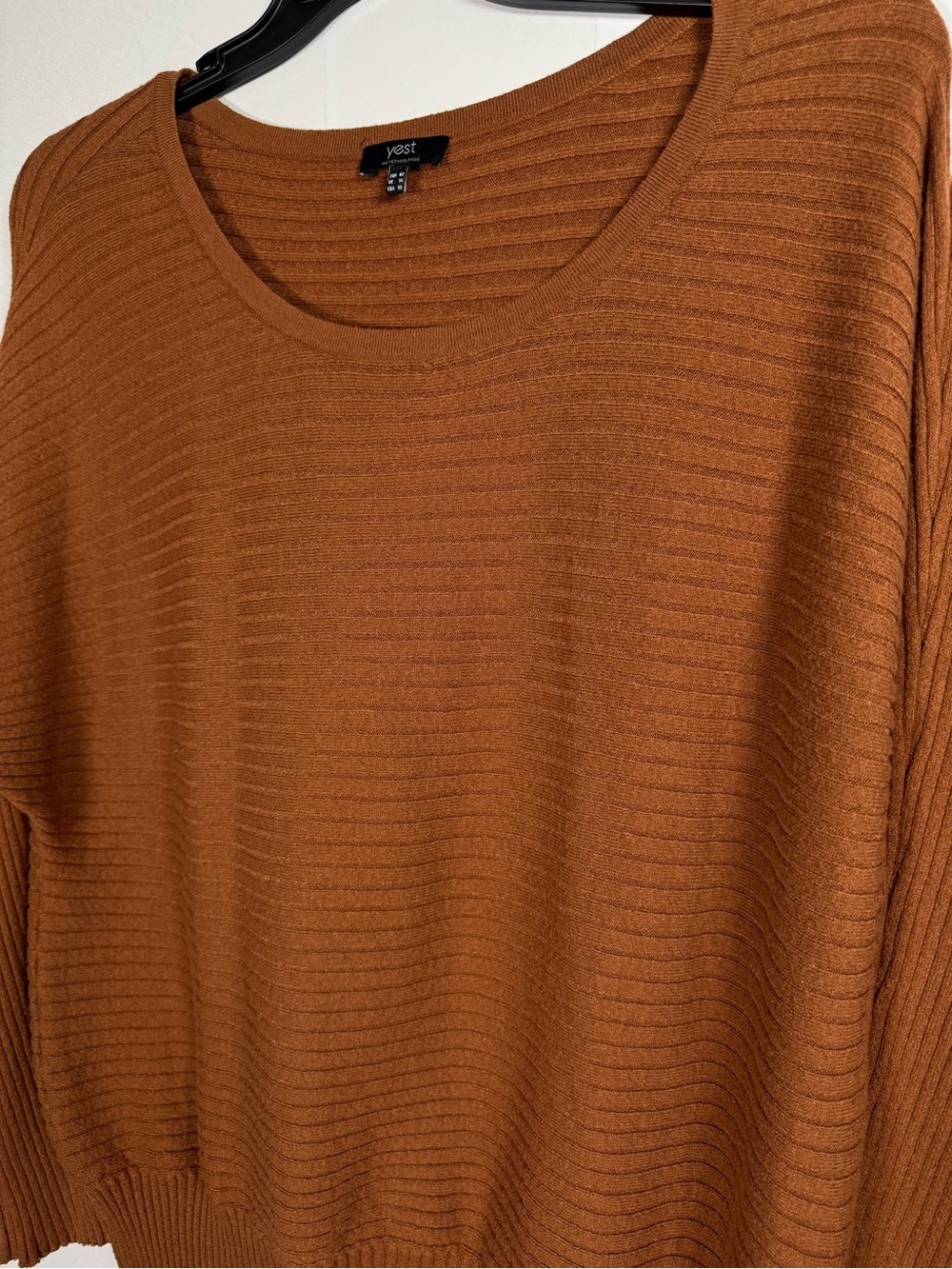 YEST The Netherlands Brown Horizontal Striped Dolman Sleeve Slub Sweater Sz 10 - Picture 3 of 8